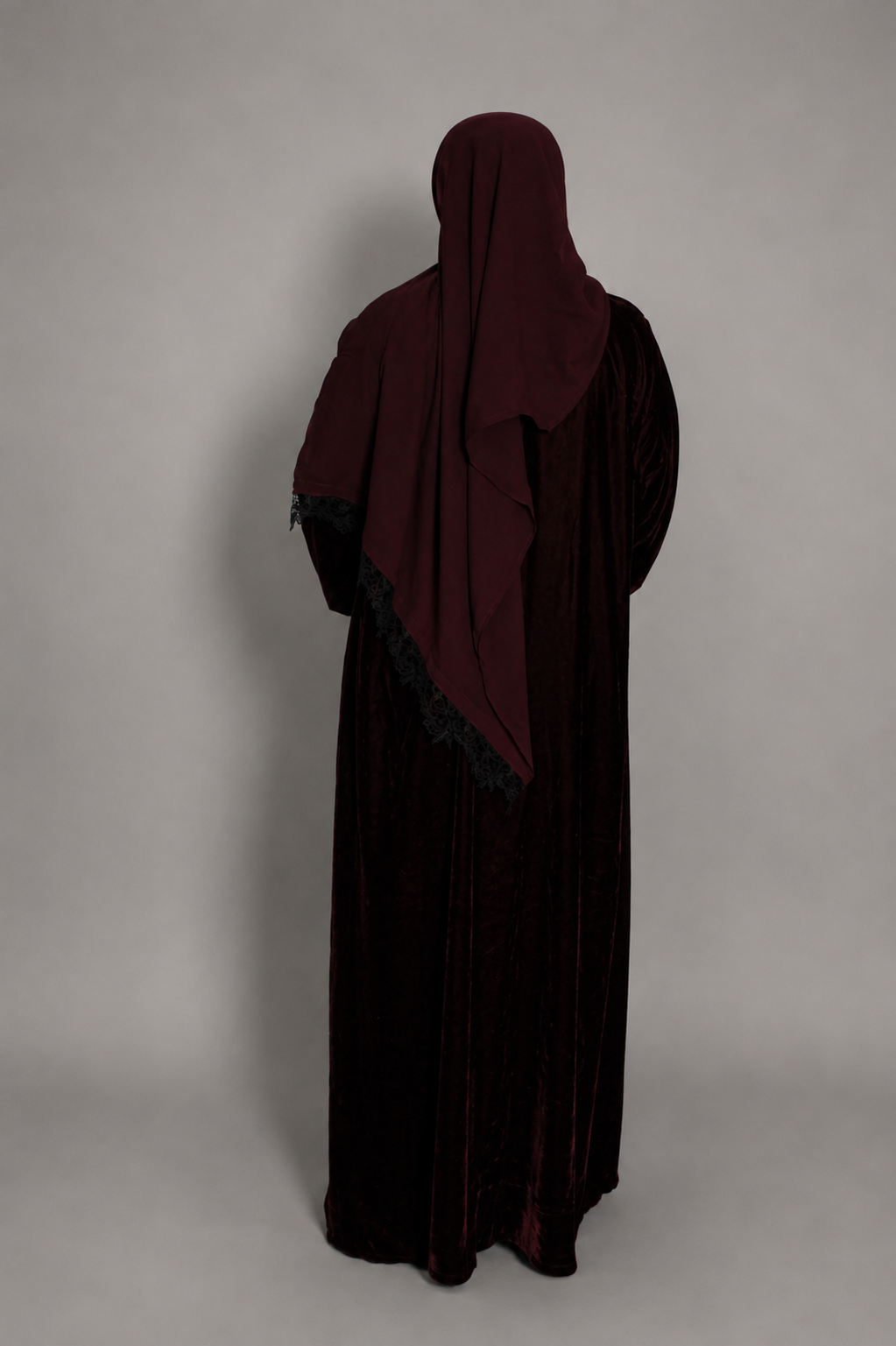 The Heritage Velvet Abaya In Burgundy
