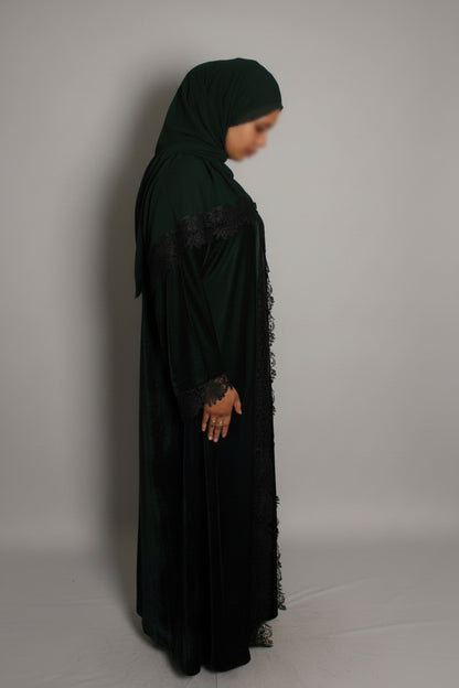The Heritage Velvet Abaya In Emerald